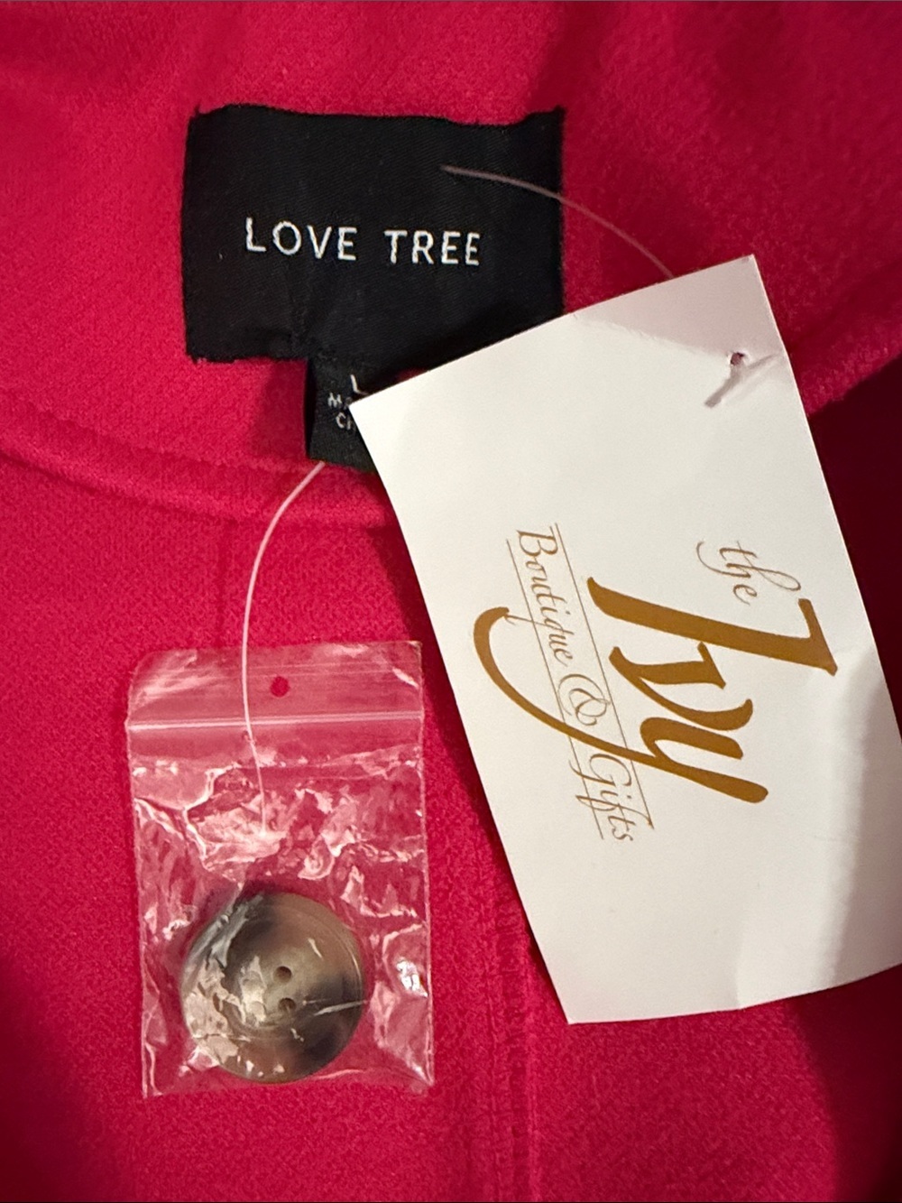 NWT Love Tree Bright Pink Trench Coat 3/4 size large brand new never worn - Picture 8 of 11